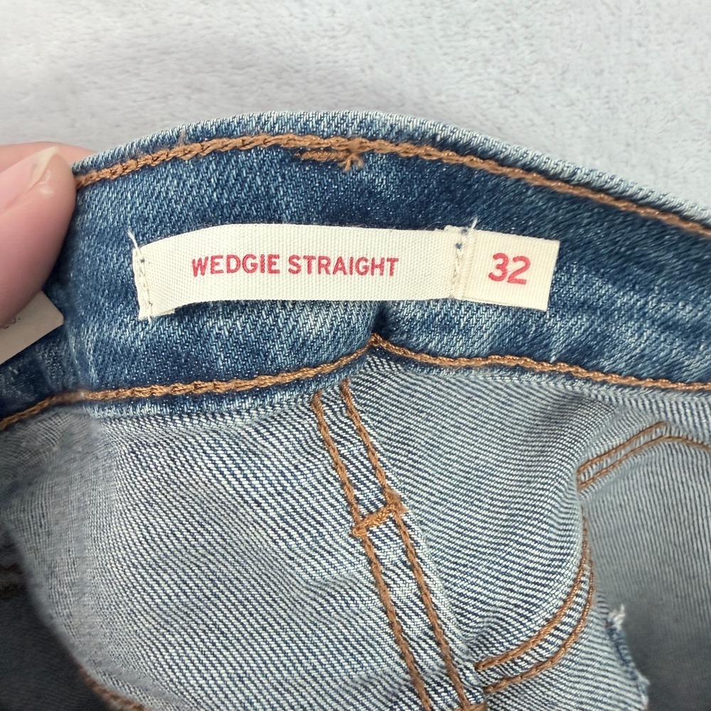 Levis Wedgie Straight Jeans Womens 32 (34x28) Blue Stretch - Picture 2 of 11